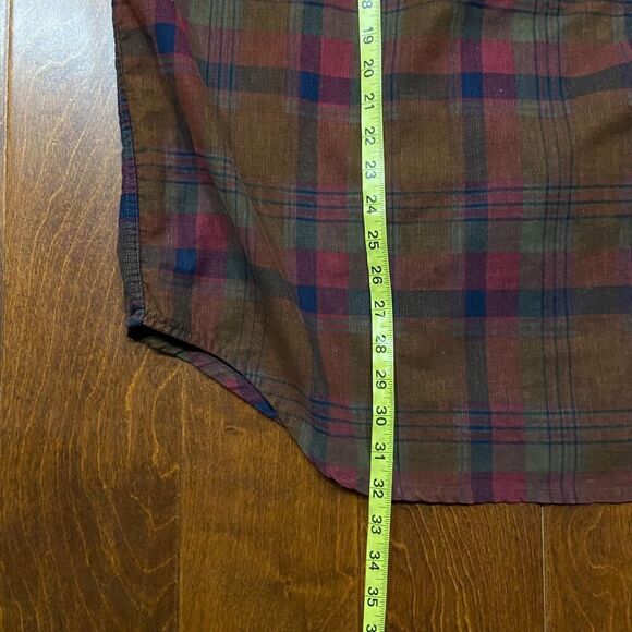 Basic Options Vintage Corduroy Plaid Flannel Brown Button Front Shirt Mens Large - Picture 9 of 9